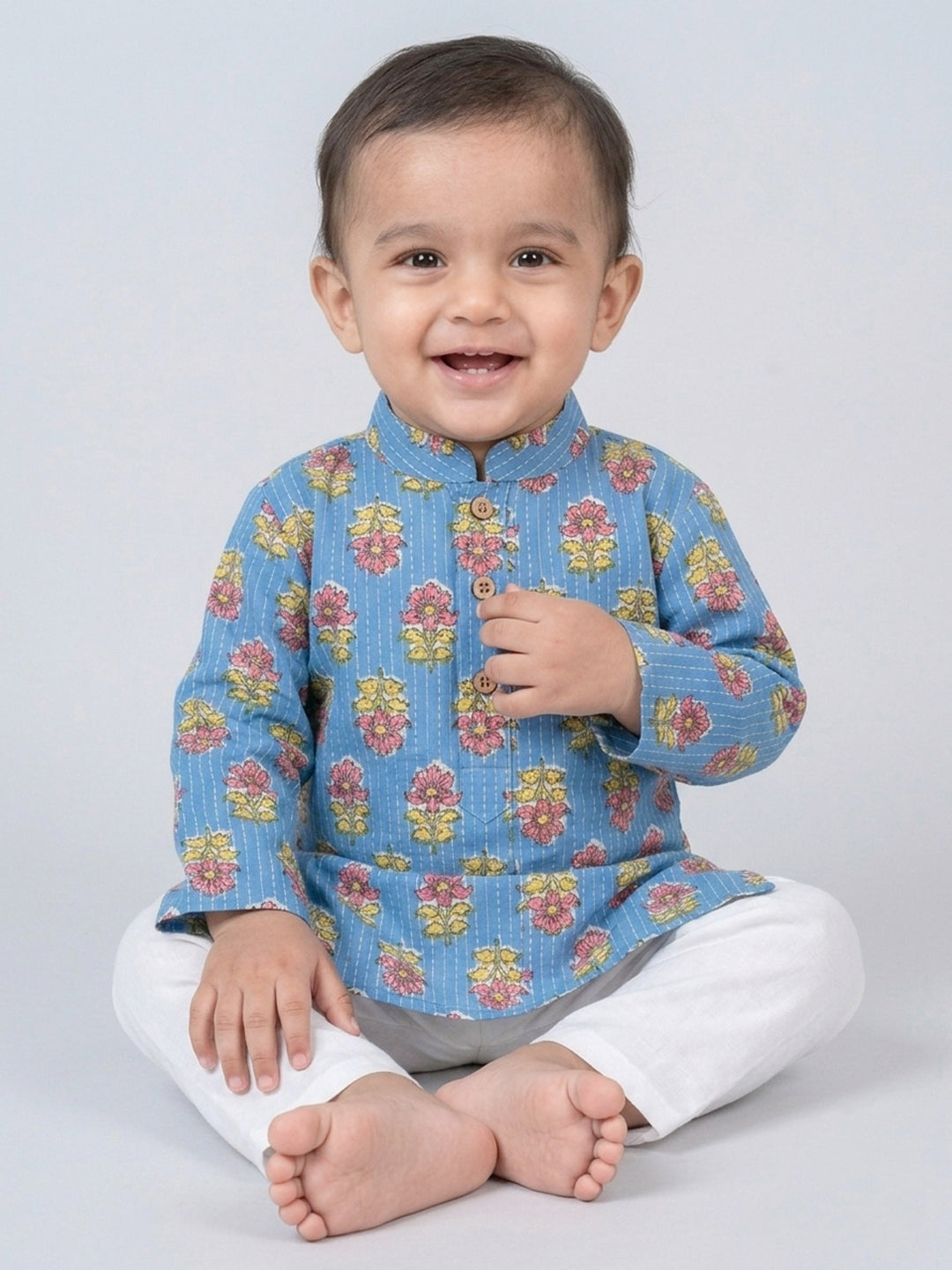 Blue Floral Printed Kurta Set