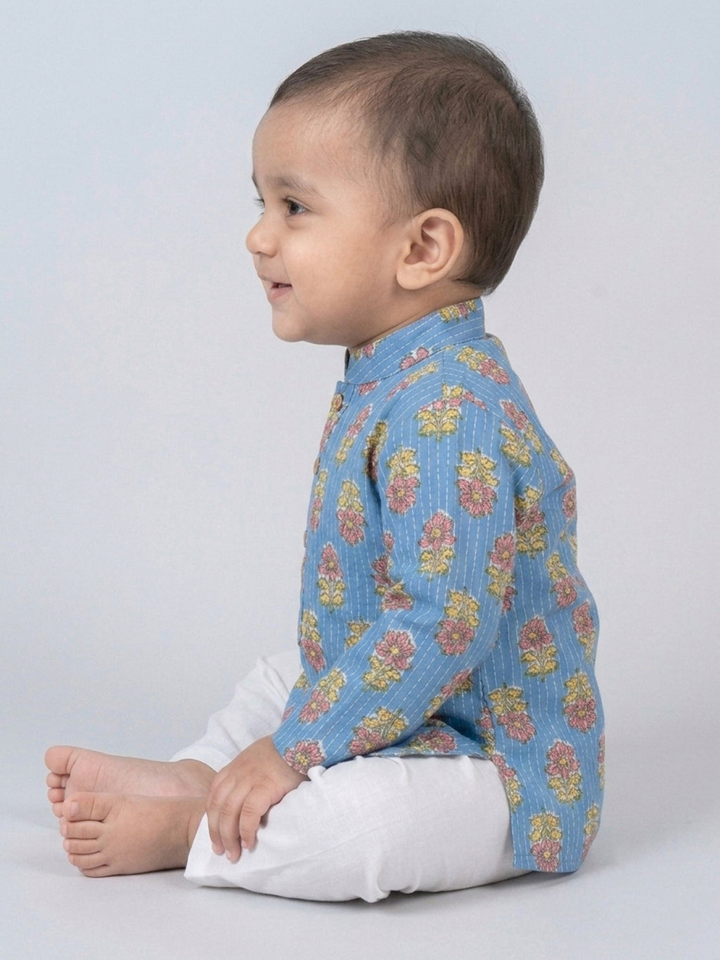 Blue Floral Printed Kurta Set