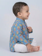 Blue Floral Printed Kurta Set