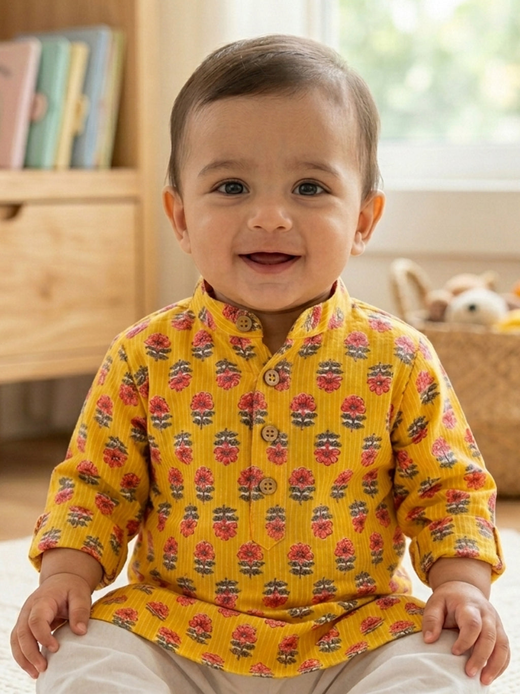 Yellow Floral Printed Kurta Set