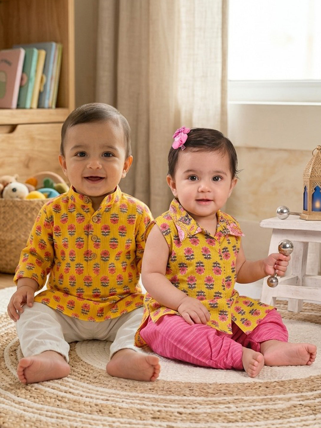 Yellow Floral Printed Kurta Set