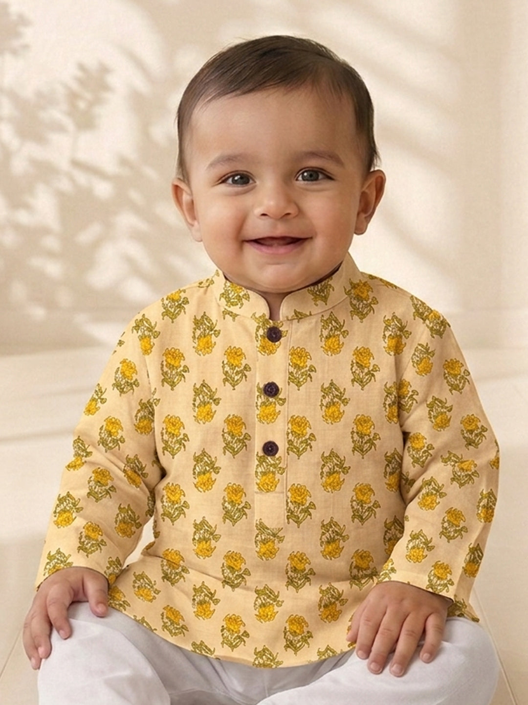 Yellow Floral Printed Kurta Set