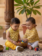 Yellow Floral Printed Kurta Set