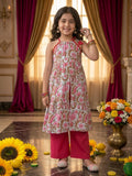 Pink Floral Printed Halter style kurti with Pink pant