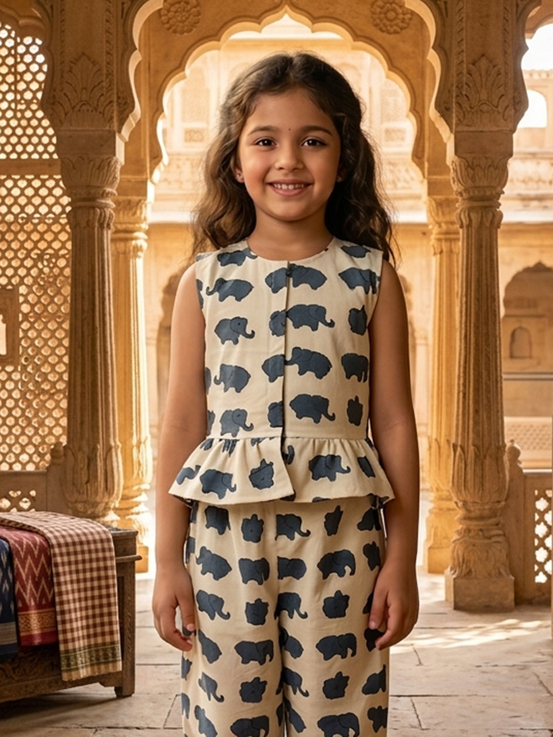 Blue Elephant Printed Cord Set
