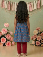 Blue Elephant Printed Halter style kurti with pant