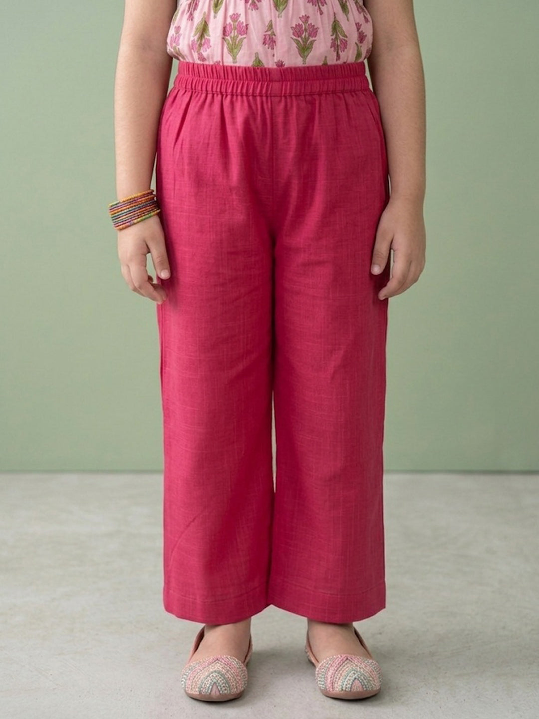 Pink Sleeveless Halter Style Kurti With Pant