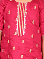 Pink Embroidered kurti Wih Pink Pant and dupatta