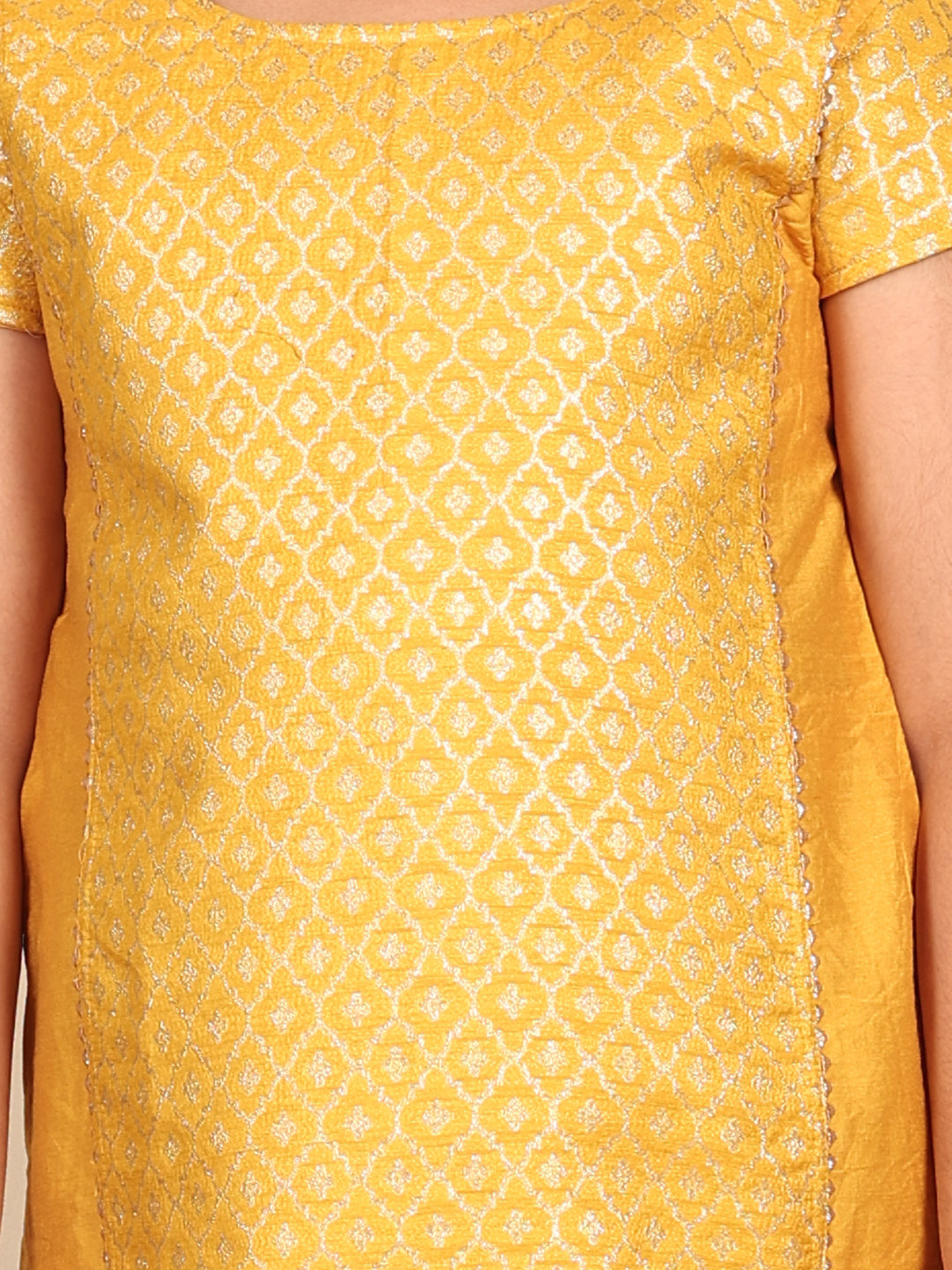 Yellow Jaquard kurti With Sharara and dupatta