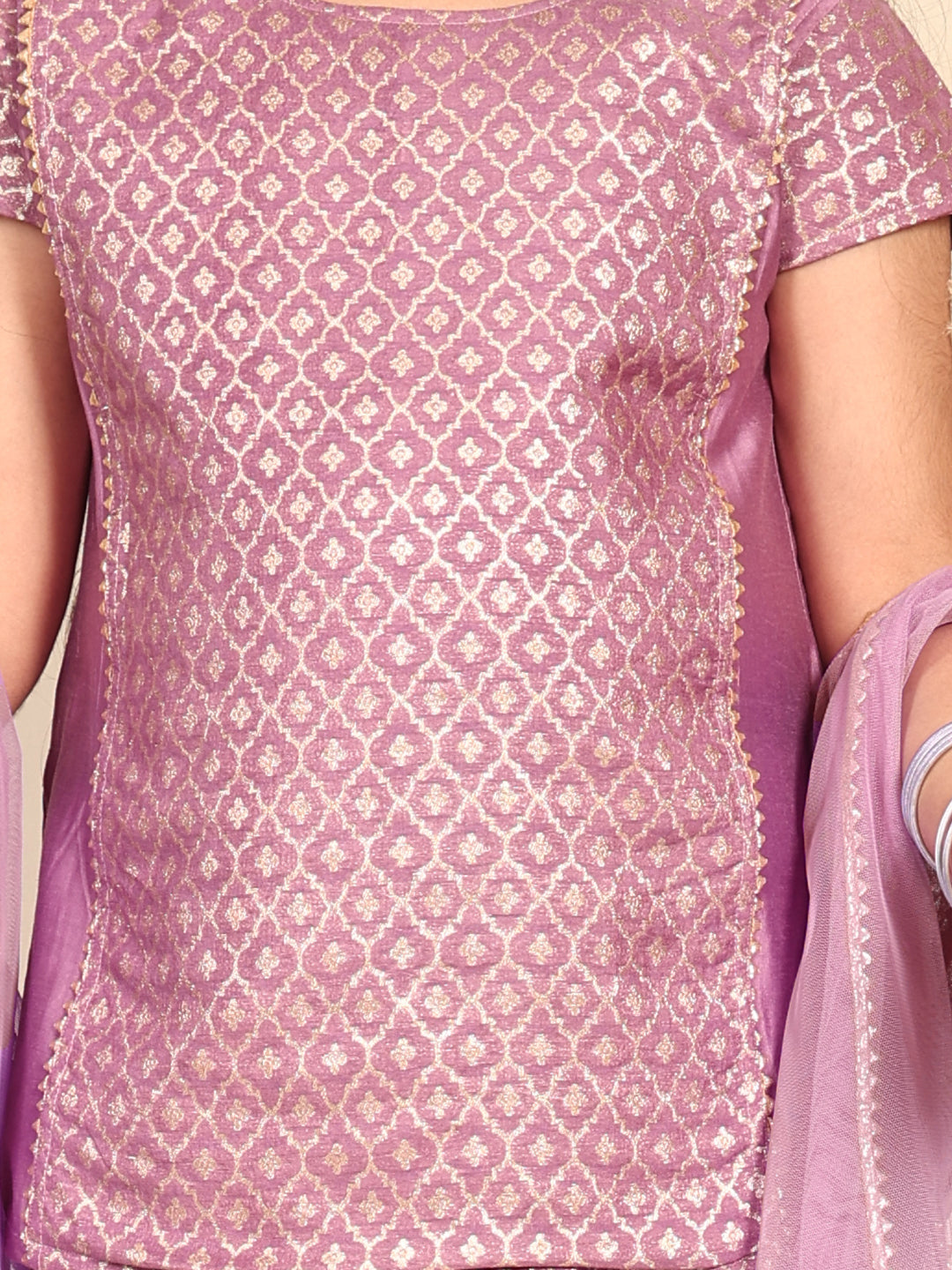 Purple Jaquard kurti With Sharara and dupatta