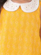 Yellow sleeveless katha Top with white pant