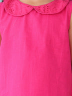 Pink collared  sleeveless Top with Pink Printed Pant