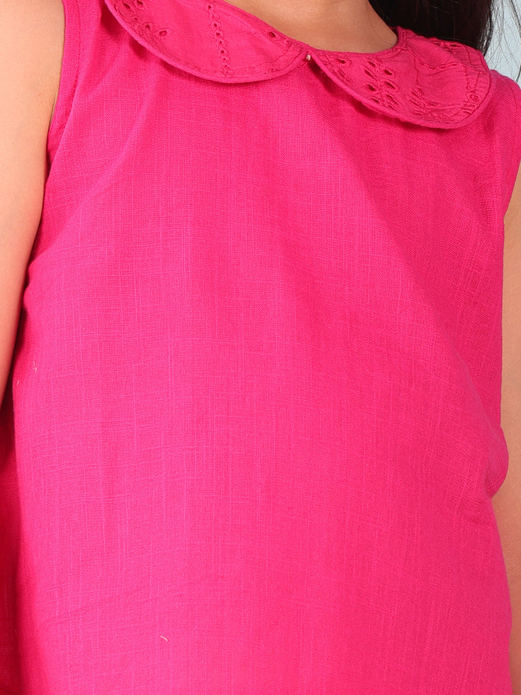 Pink collared  sleeveless Top with Yellow Printed pant