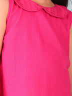 Pink collared  sleeveless Top with Yellow Printed pant