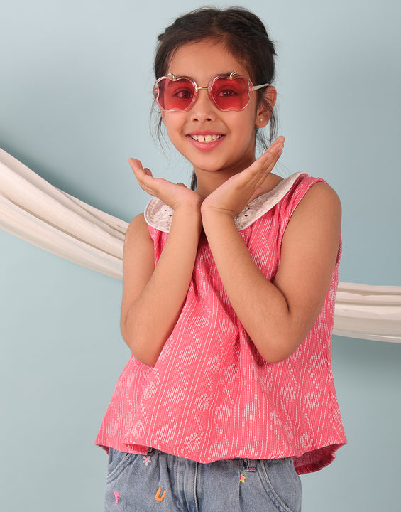 Peach Katha Collared Top