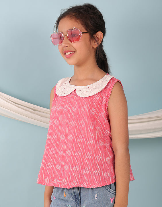 Peach Katha Collared Top