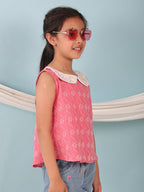 Peach Katha Collared Top