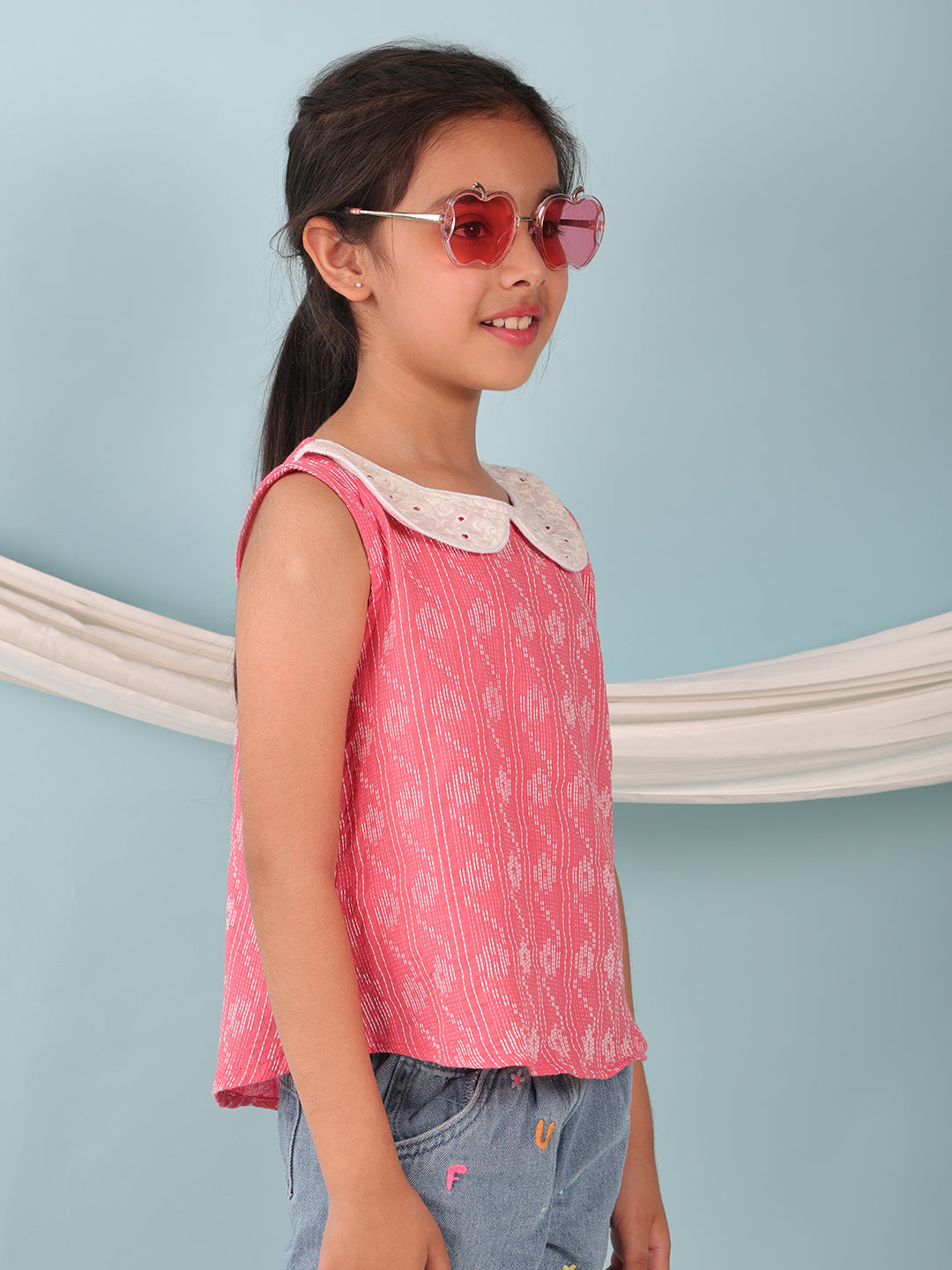 Peach Katha Collared Top