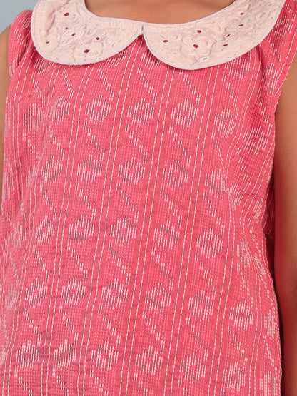 Peach Katha Collared Top