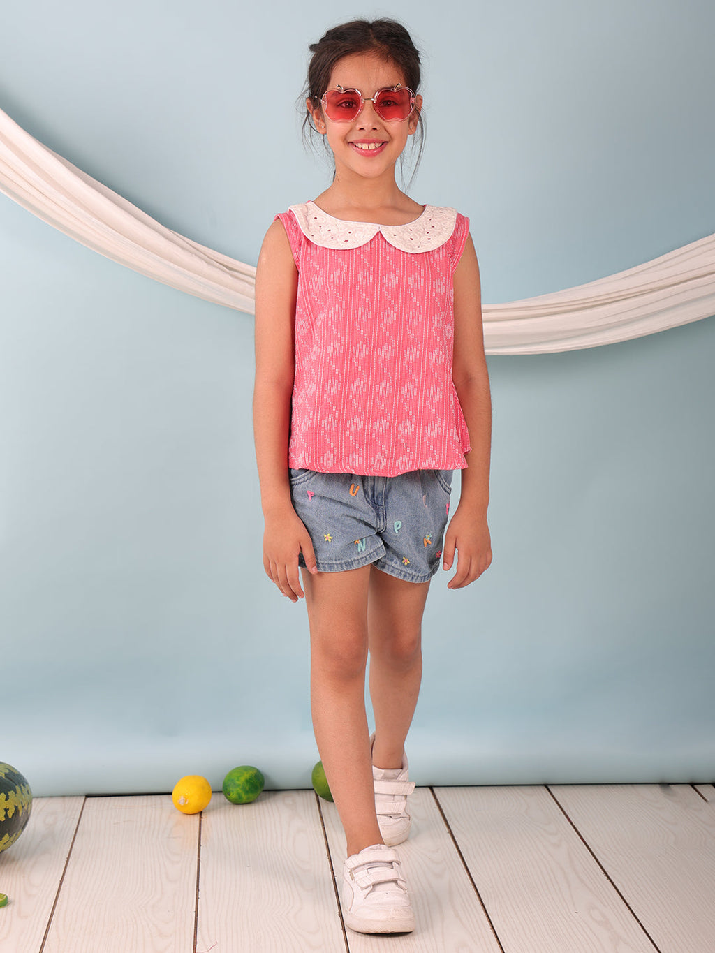Peach Katha Collared Top