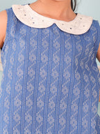 Blue Katha Collared Top