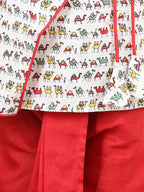 All Over Camel Printed Angrakha Style kurta Dhoti
