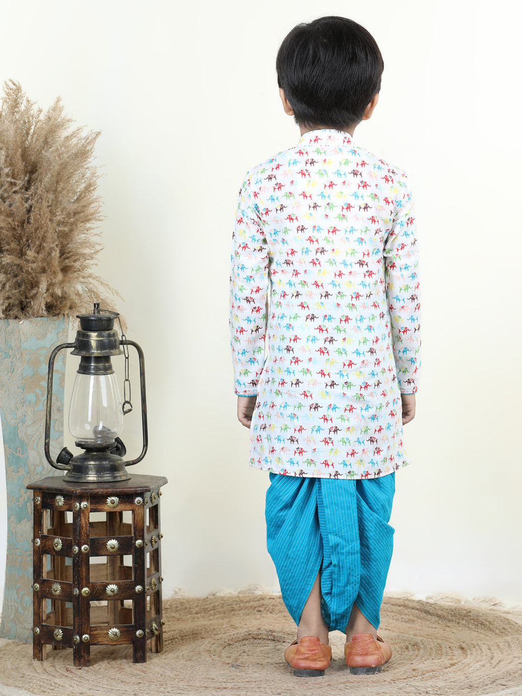 Blue elephant Printed Style Kurta Dhoti