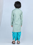 Blue Floral Motif Printed Kurta Dhoti