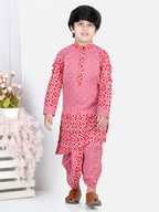 Red Floral and Leheriya Kurta Dhoti