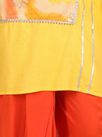 Yellow  Kota & Lace Work Kurta Dhoti