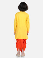 Yellow  Kota & Lace Work Kurta Dhoti