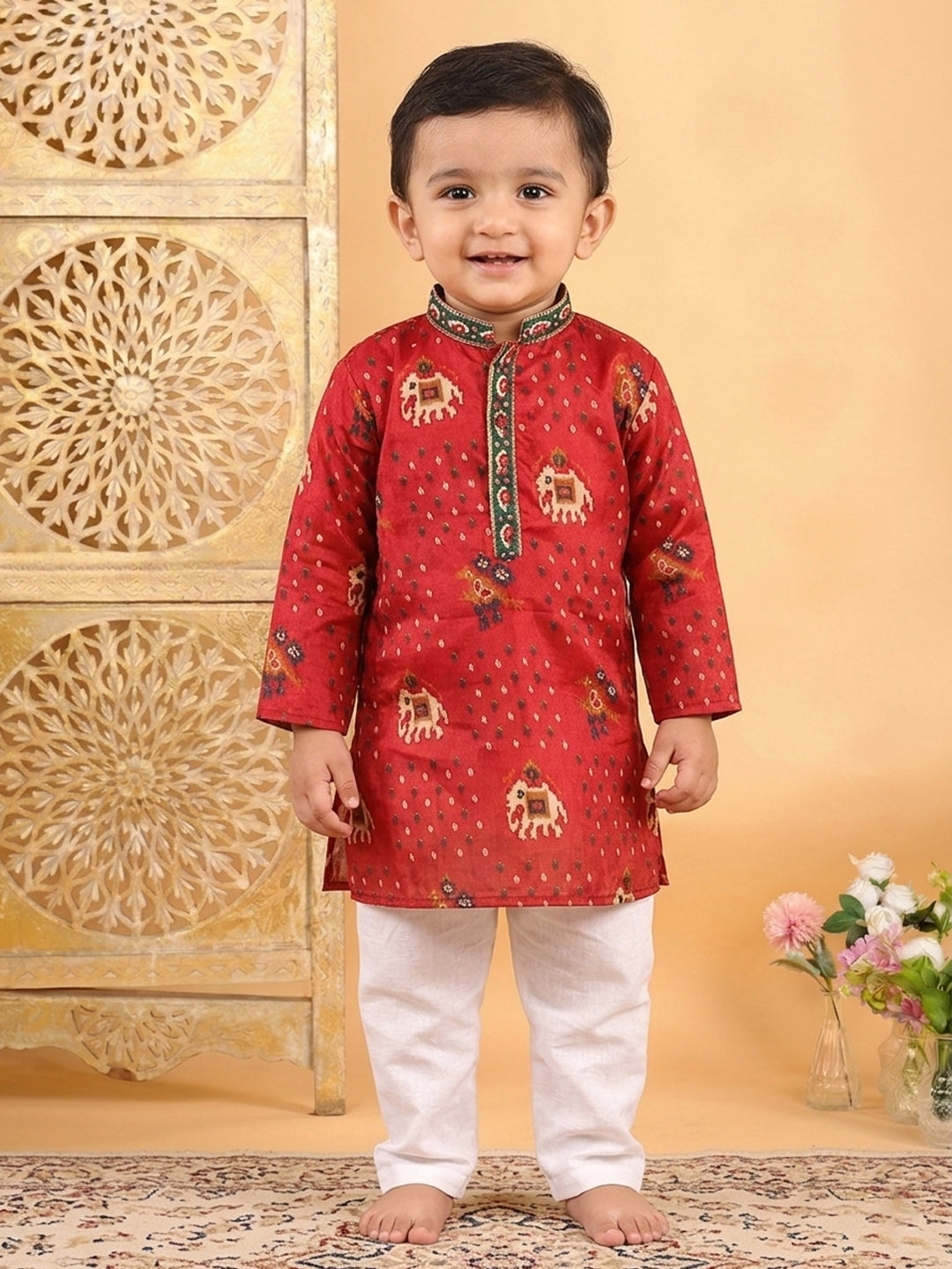 Red Patola printed kurta and Pajama