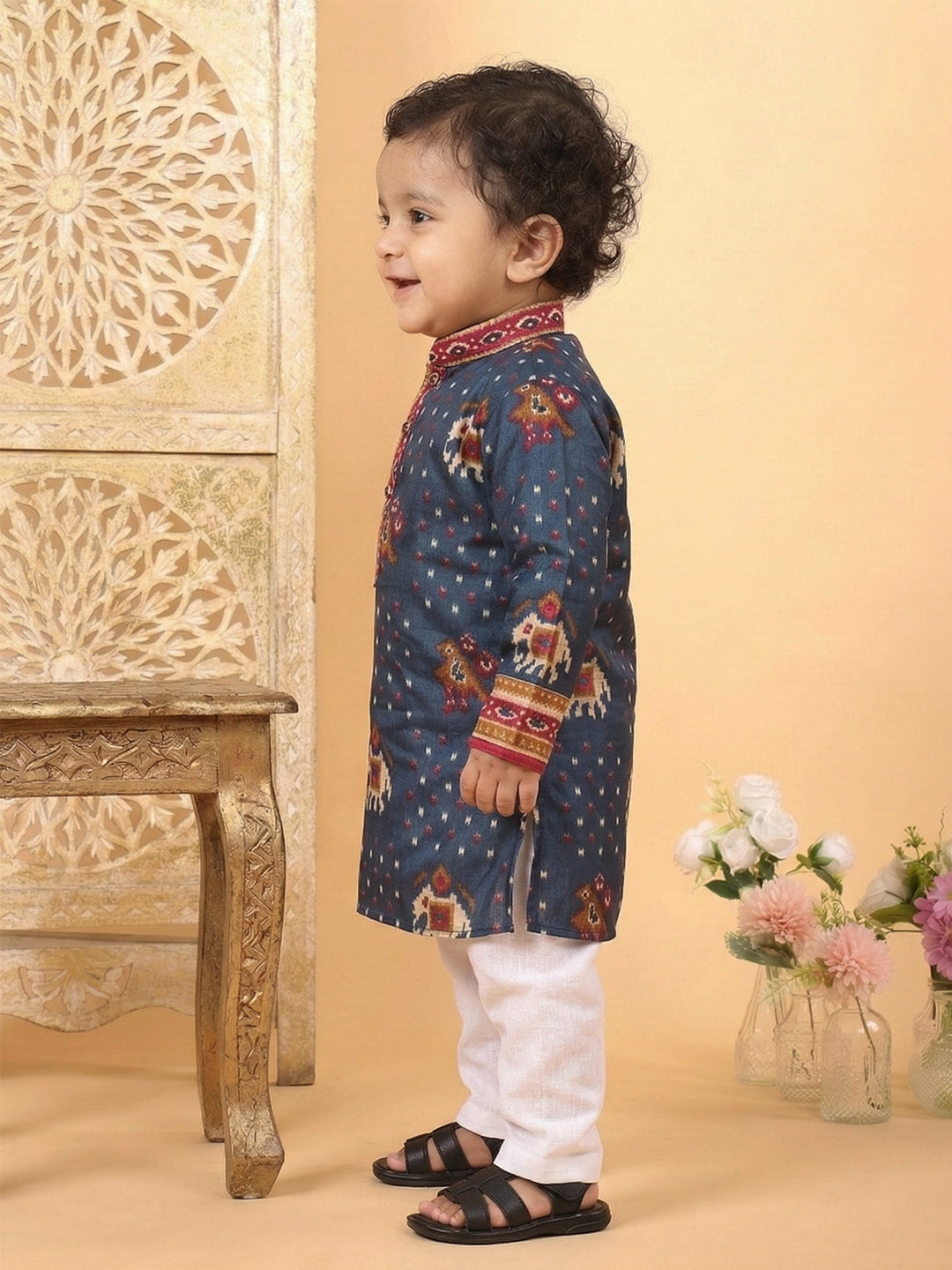 Blue Patola printed Kurta and pajama