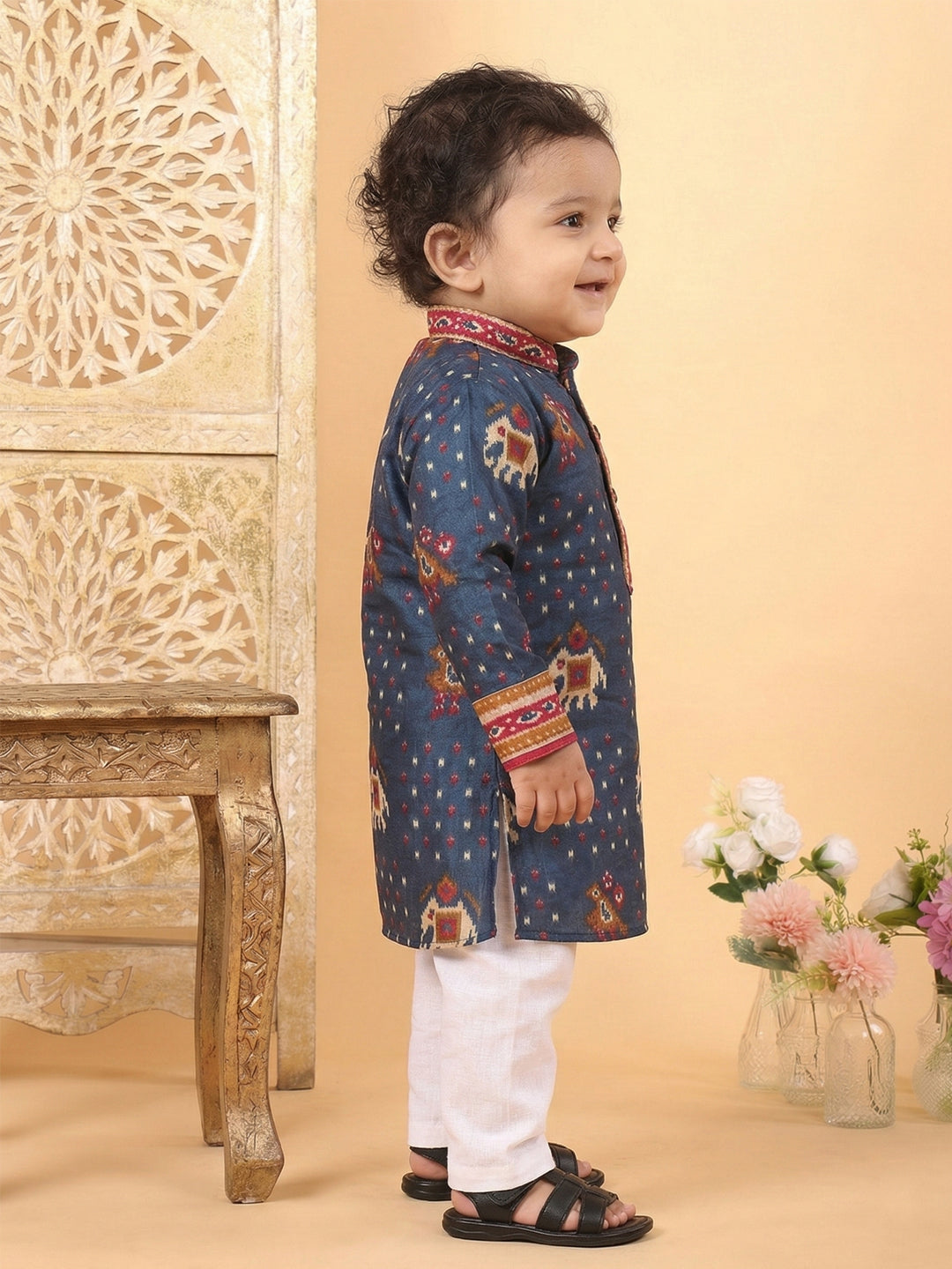 Blue Patola printed Kurta and pajama