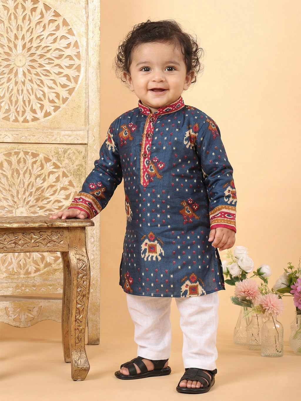 Blue Patola printed Kurta and pajama