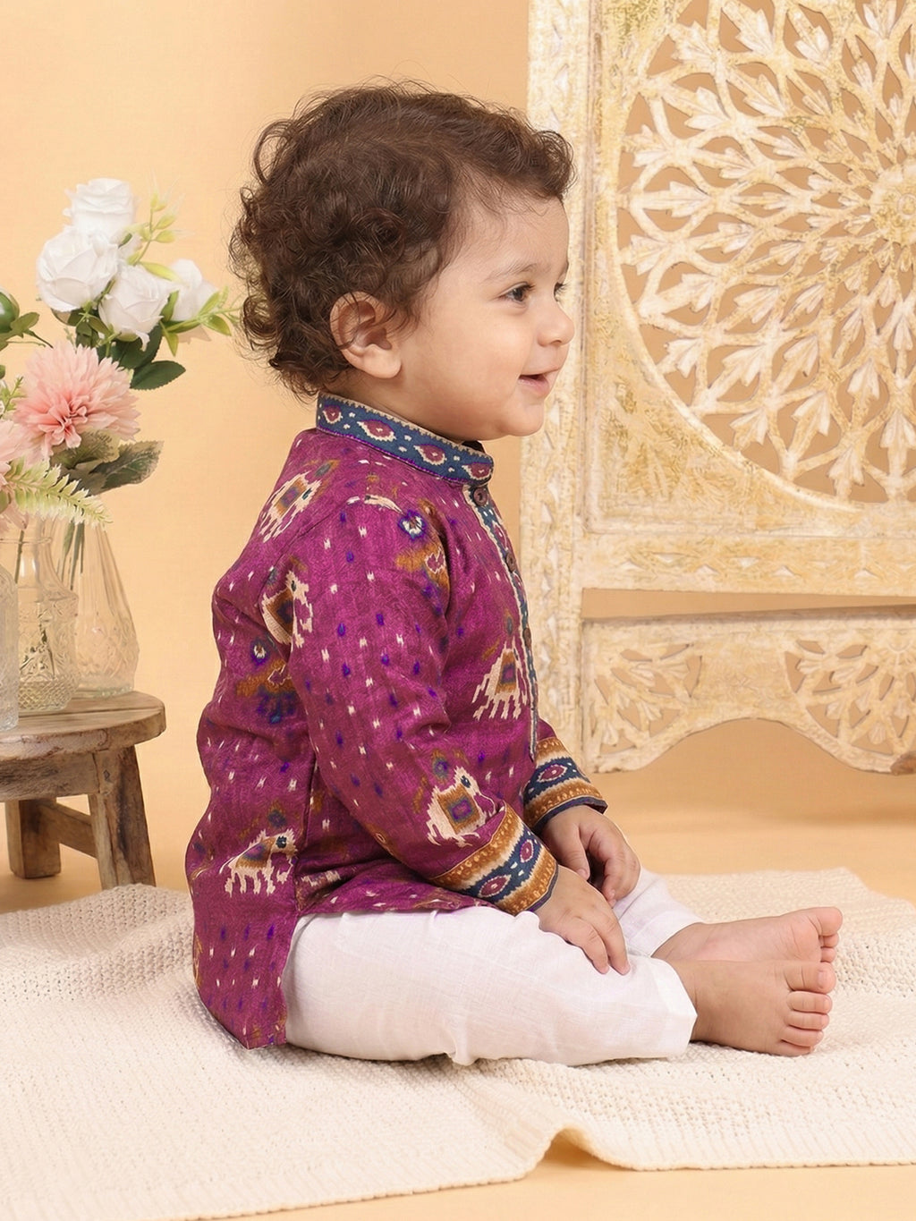 Purple Patola Printed Kurta and Pajama