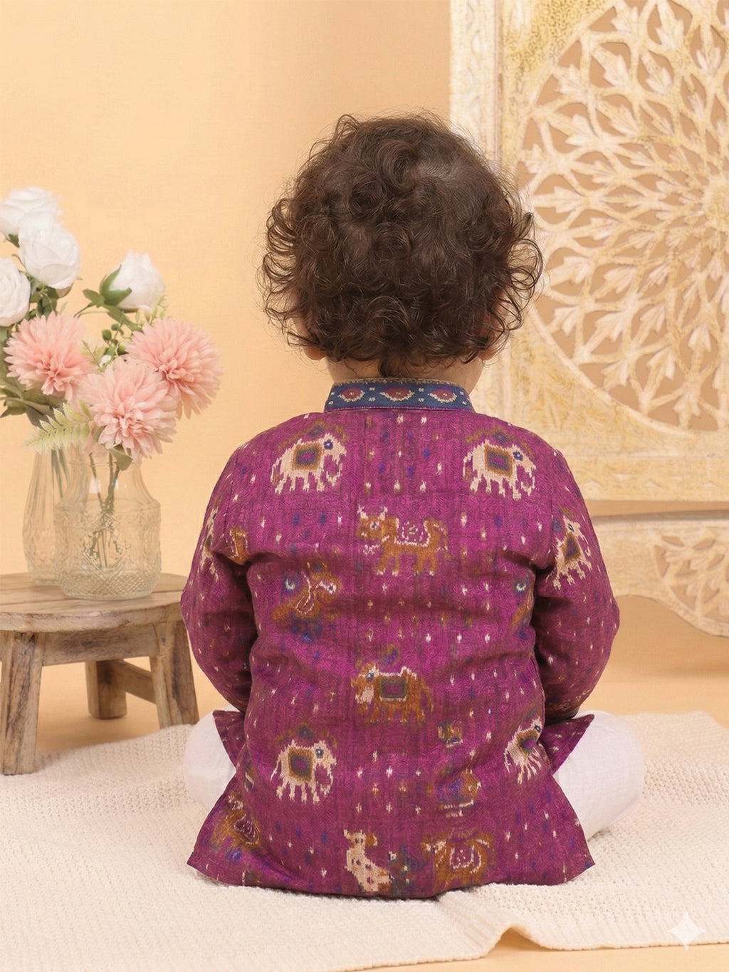 Purple Patola Printed Kurta and Pajama