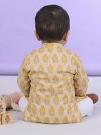 Yellow Boys Printed Cotton Kurta Kurta with Pajama