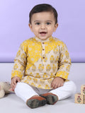 Yellow Boys Printed Cotton Kurta Kurta with Pajama
