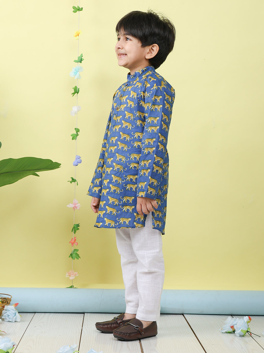 Blue Tiger Printed Kurta with pajama