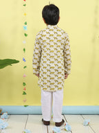 White Tiger Printed Kurta with pajama