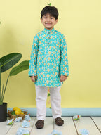 Green Fish Printed Kurta with pajama