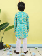 Green Fish Printed Kurta with pajama