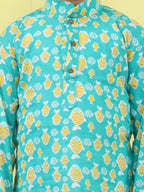 Green Fish Printed Kurta with pajama