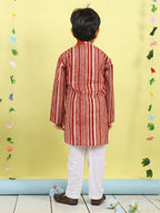 Red Stripped Printed Kurta with pajama