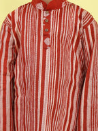 Red Stripped Printed Kurta with pajama