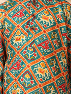 Green Patola printed Kurta with pajama