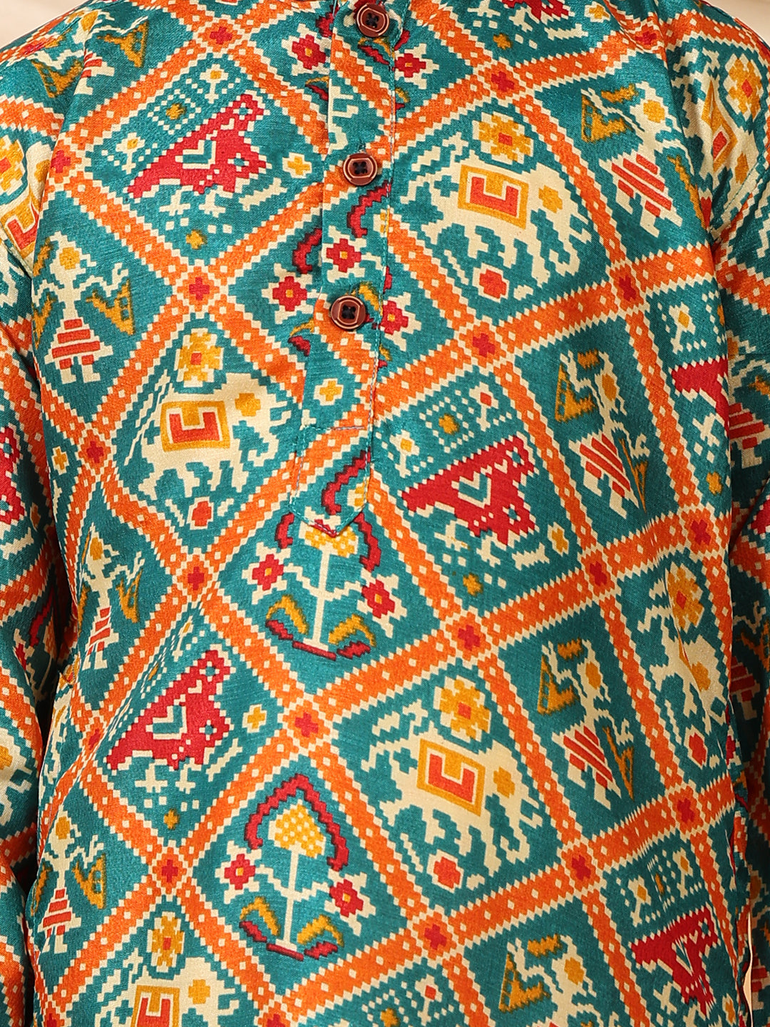 Green Patola printed Kurta with pajama