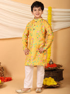 Yellow Floral printed Kurta with pajama