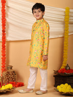 Yellow Floral printed Kurta with pajama